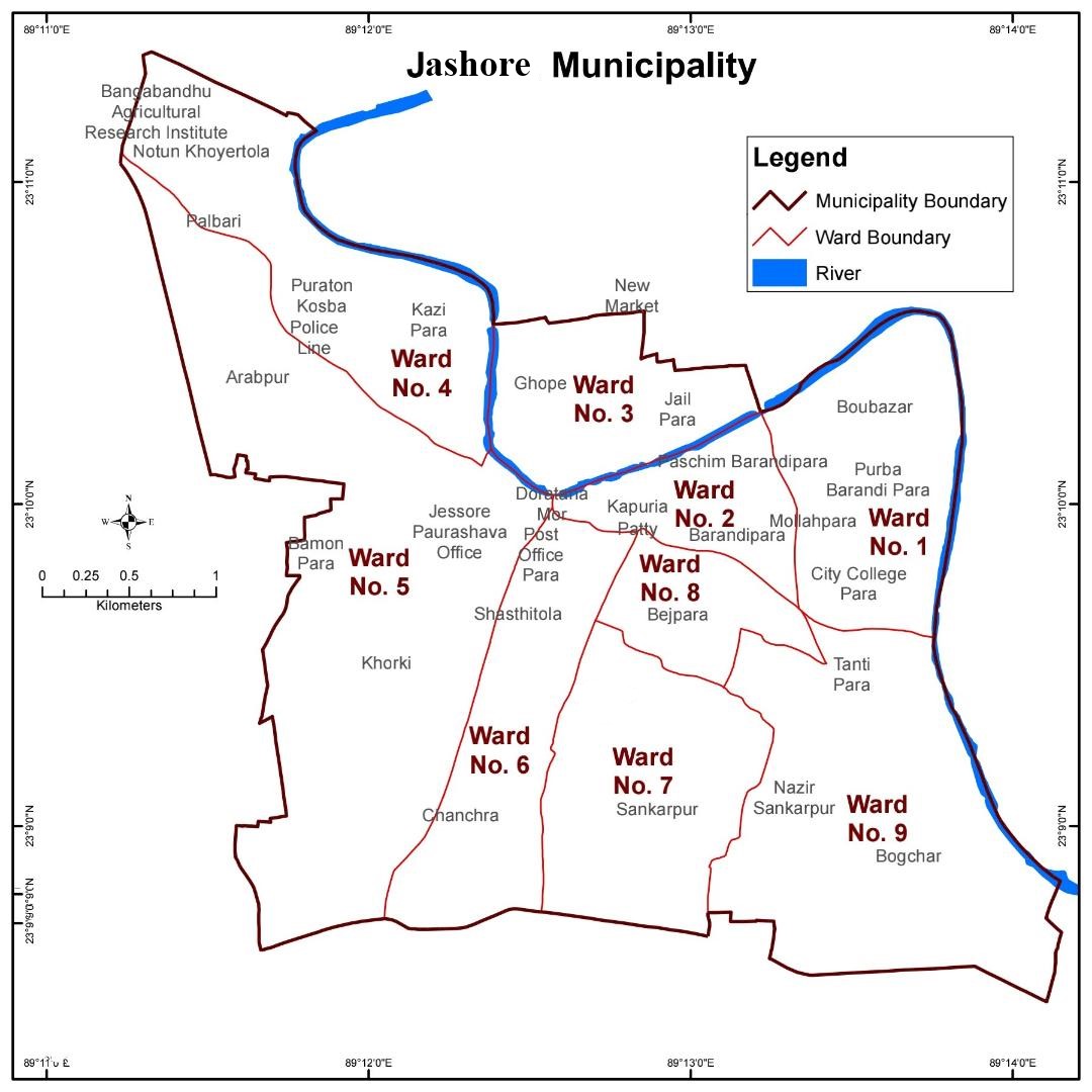 Jashore Pourashava in Map